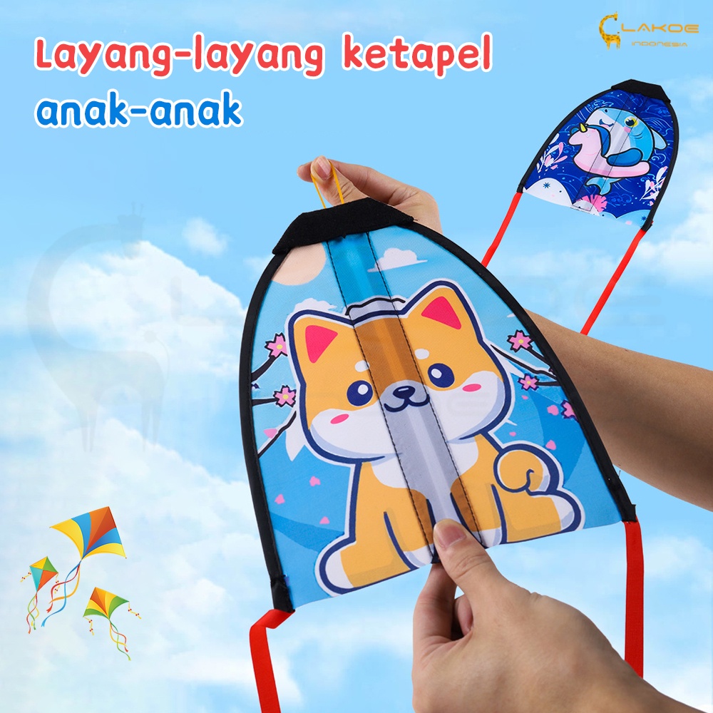 Lakoe Mainan layang layang karet Layangan Kite Layangan Mini karakter lucu Catapult kite