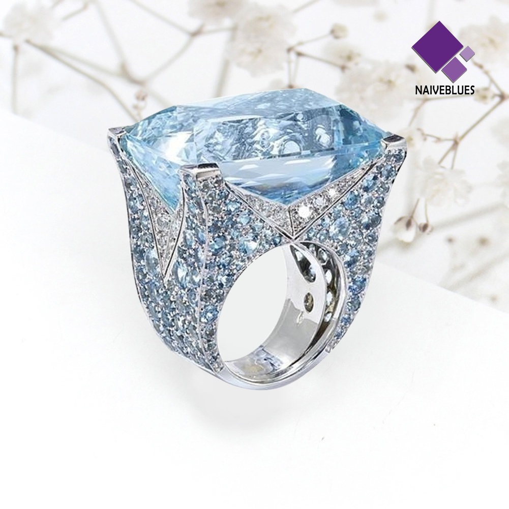 &lt; Naiveblues &gt; Sparkling Women Cubic Zirconia Cincin Pengantin Pernikahan Pertunangan Pesta Hadiah