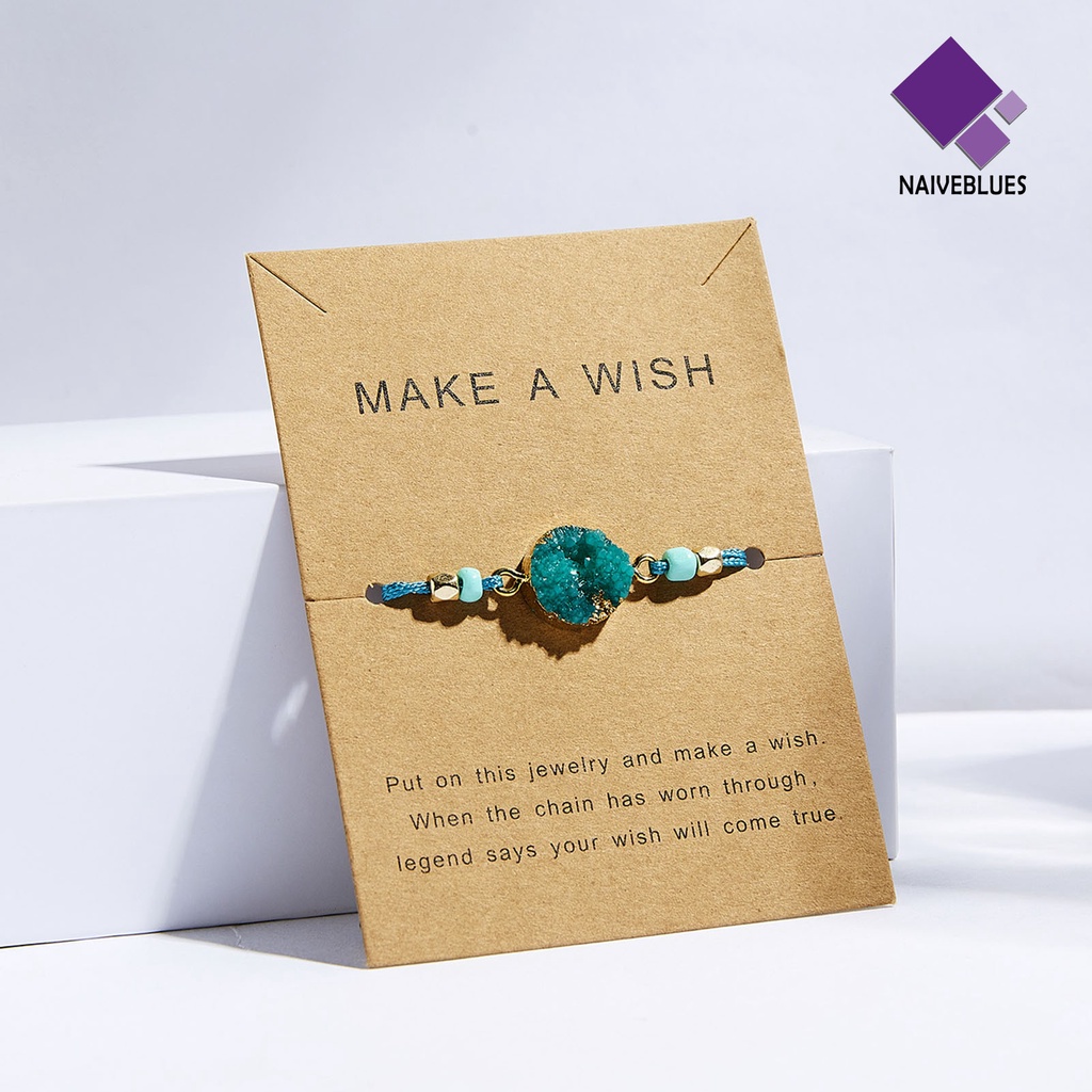 &lt; Naiveblues &gt; Gelang Unisex Imitasi Batu Alam Adjustable Pria Wanita Korea Tahan Aus Gelang Hadiah