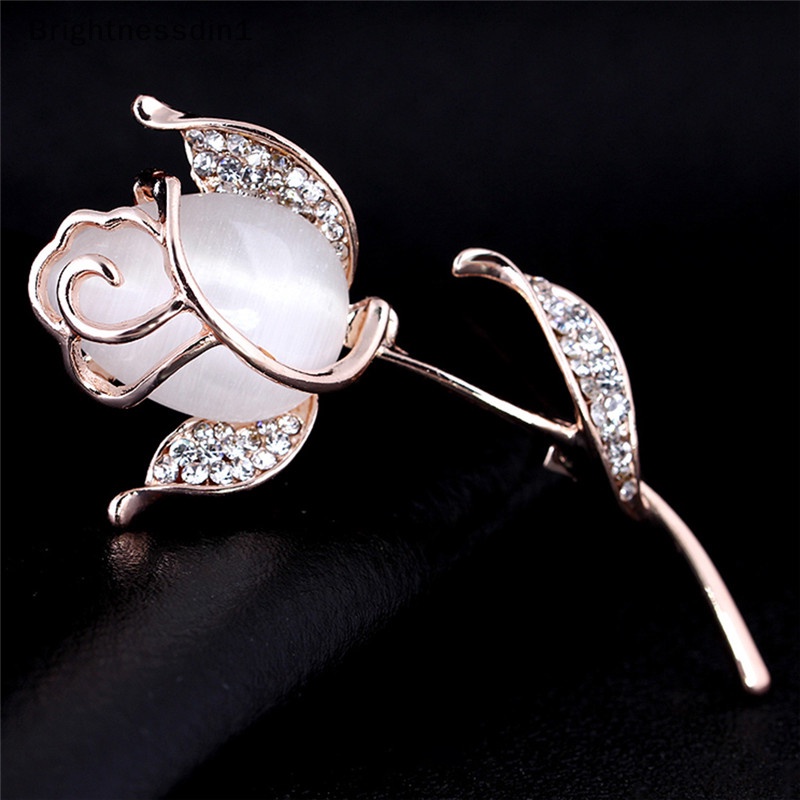 [Brightnessdin1] Opal Bunga Bros Pin Berlian Imitasi Kristal Gaun Pesta Pernikahan Bros Perhiasan Butik