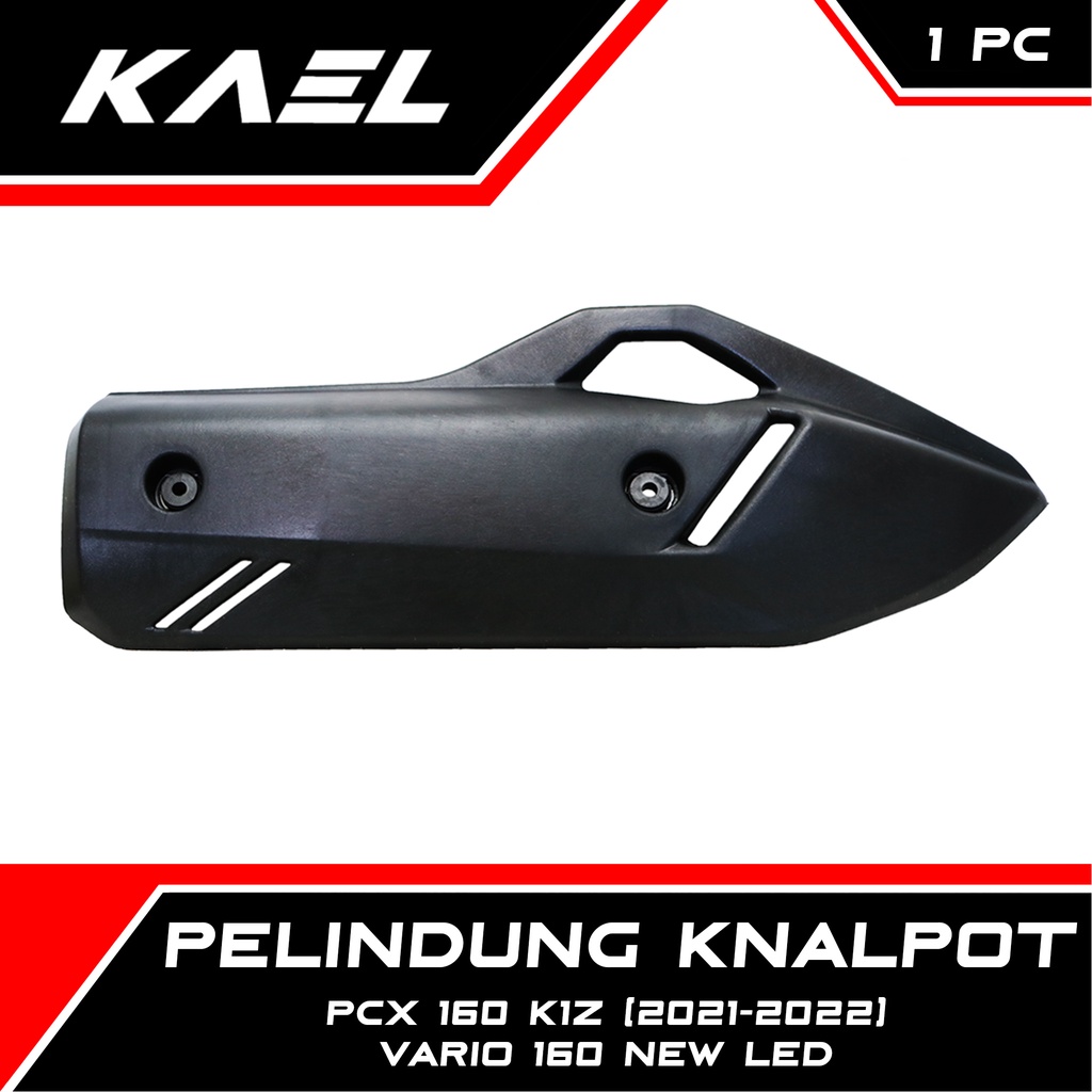 Cover Knalpot Honda PCX 160 K1Z 2021-2022 &amp; Vario 160 New LED Hitam Polos Tutup-Tameng-Pelindung Kenalpot-Muffler-Exhaust