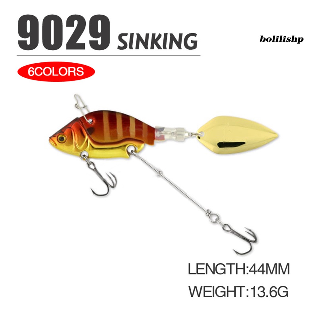 Bo-13.6g/44mm Umpan Palsu Spin Payet Tough Metal Treble Hook VIB Umpan Fishing Tackle