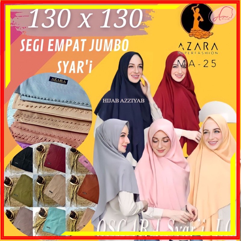 JILBAB SEGI EMPAT JUMBO SYARI LASERCUT OSKARA SYARI VOAL MIRACLE AZARA 130X130 HIJAB SEGI EMPAT AZAR