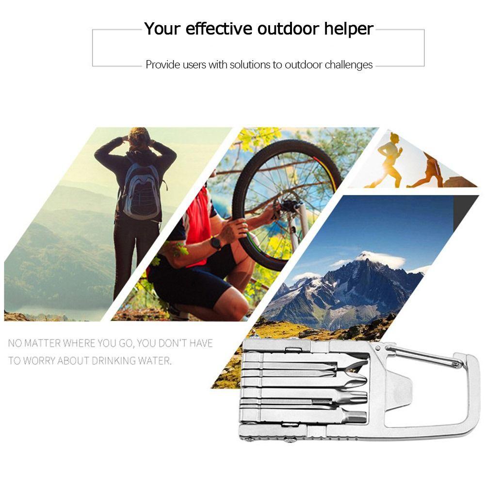 TOP Alat Kartu Outdoor Gantungan Kunci Multifungsi Stainless Steel Tahan Lama