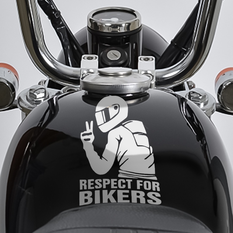 1pc 15 * 11cm Penghormatan BIKERS Motor Mobil Tahan Air Yang Dapat Dilepas Stiker Perekat Diri Reflektif Stiker Dekorasi