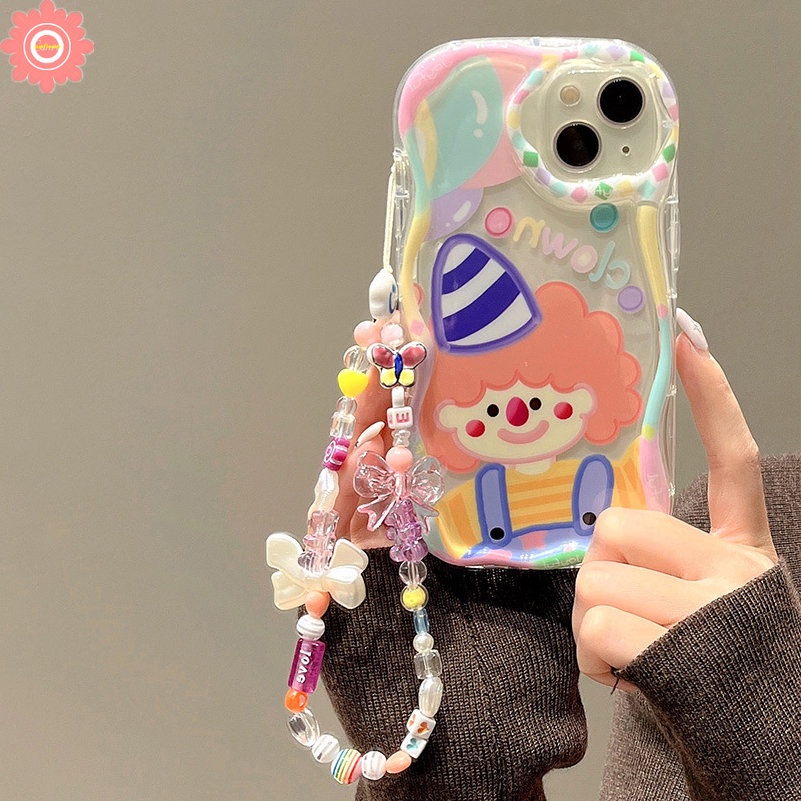 IPHONE Case Monster Kecil Kartun Kompatibel Untuk Iphone11 14 12 13 Pro Max XR X7 8 6s 6 Plus XS Max SE 2020 Glossy Kreatif 3D Wavy Curved Edge Cute Clown Lucu Lembut Shockproof Cover