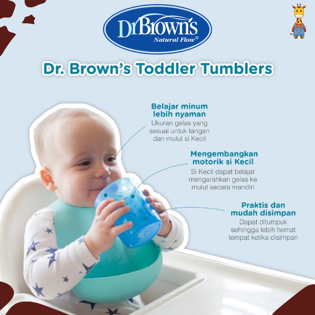 Dr. Brown's Toddler Tumblers, 4-Pack (TF018) / Peralatan Makan Bayi / Gelas Minum Anak / Peralatan Makan MPASI