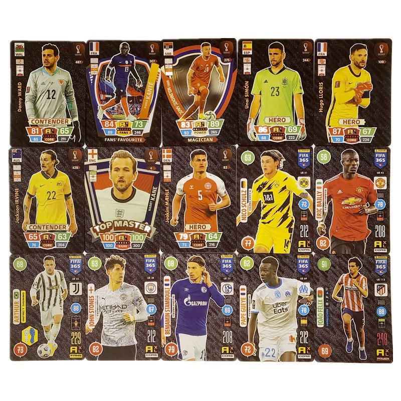 54pcs Football Stars Gold Card Silver Black Liga Inggris Premier LLORIS RONALDO KANTE Footballer Cards Koleksi Game Versi Inggris