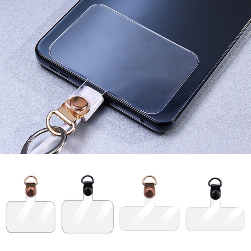 Pad Transparan Anti Hilang Patch Kabel Telepon Dilepas/Gesper Logam Ponsel Lanyard Kartu Klip Gantung Leher Gaya Cord Tabs
