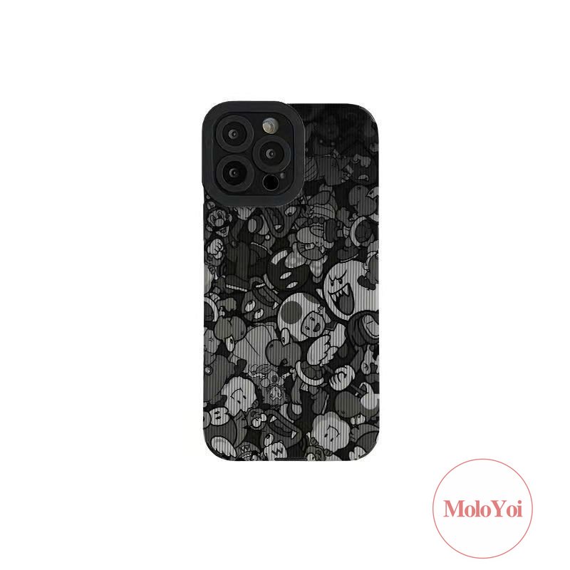 Casing Silikon Tahan Guncangan Tekstur Kulit Mewah Kompatibel Untuk IPhone XR XS X Max11 12 14 13 Pro Max 87 Plus 11 Pro Max 7Plus Karakter Mario Kartun Lucu Lembut Tpu Phone Cover