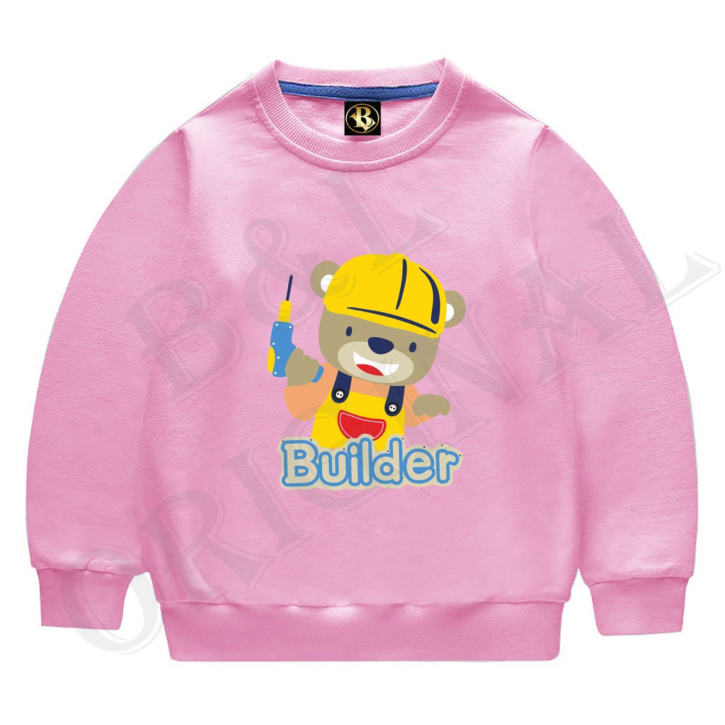 BISA byar ditempt/ BS//COD//BAJU KAOS ANAK ANAK BUILDER TANGAN PANJANG GOOD QUALITY