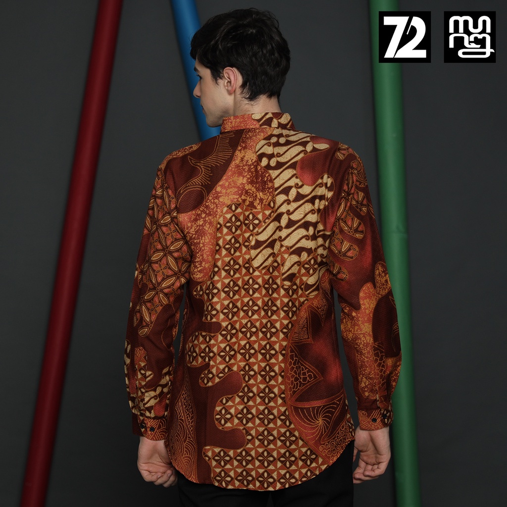 KEMEJA BATIK PRIA Dobby Slimfit Lengan Panjang Parang Premium Alardo Warna Merah Maroon 723580 Cap 72 - Baju Kemeja Atasan Pakaian Setelan Batik Pria Cowok Laki Laki Remaja Keluarga Kantor Lengan Panjang Modern Slimfit Slim Fit Premium Kekinian