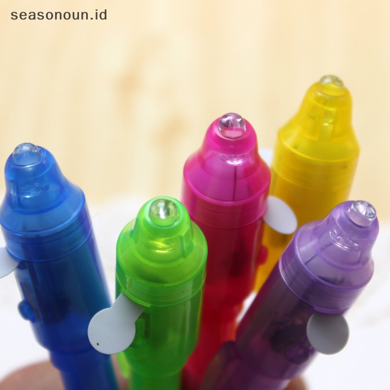 Seasonoun Tinta Tanpa Warna Cahaya Tak Terlihat ultraviolet UV lamp fluorescent magic pen.