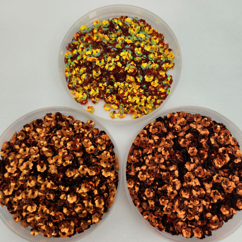 PAYET SEQUIN RAMBOCI BENTUK SAKURA UKURAN 6 MM KILAU KUALITAS CANTIK DIJUAL PER 10 GRAM