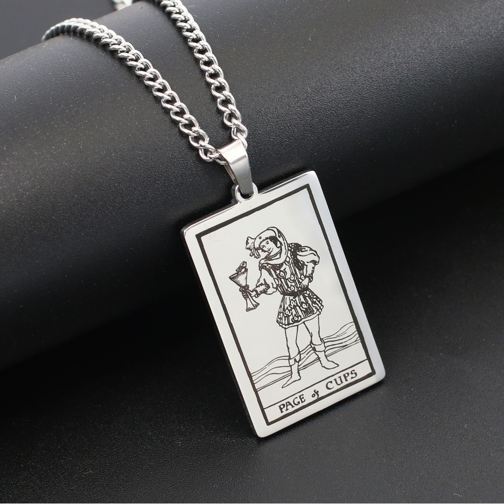 [X C Kalung] Emas &amp; Perak Baru Hip-hop Punk Retro Waite Holy Grail Tarot ​​​Kalung titanium Steel Liontin Anti Karat Untuk Hadiah Liburan Pria Dan Wanita Jewe