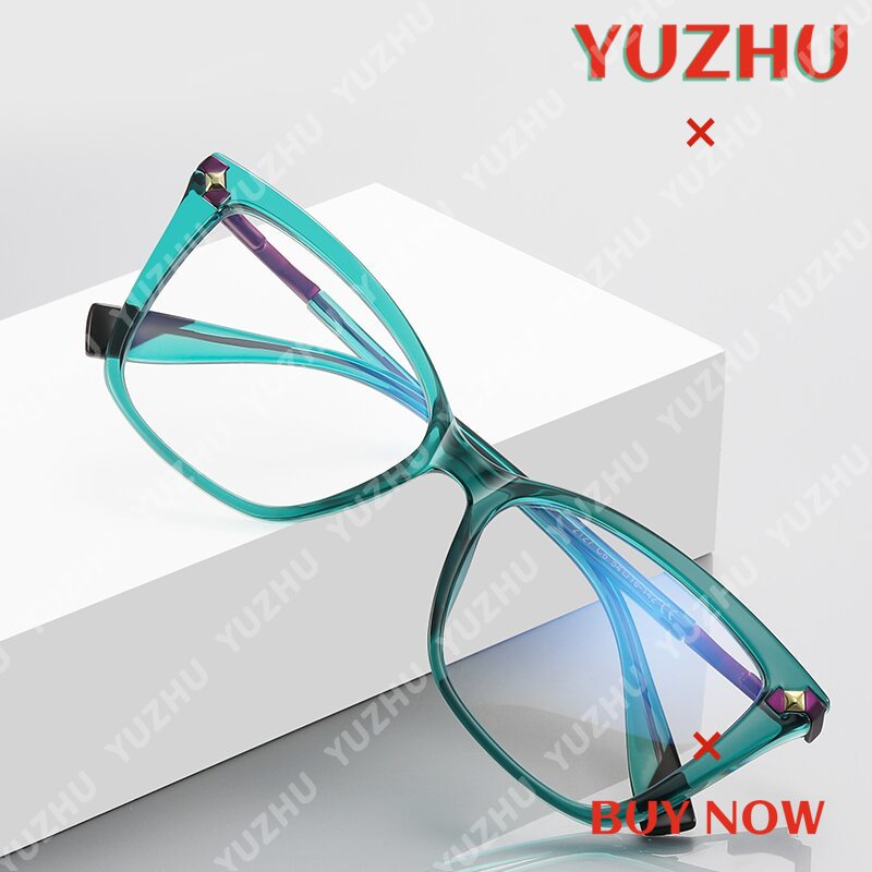 (YUZHU) Mode Baru Bingkai Persegi Warna Permen Anti Cahaya Biru Kacamata Western Fashion Optik Eyeglasses Untuk Wanita