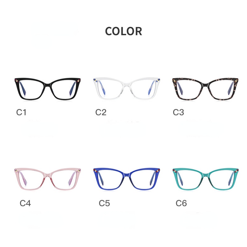 (YUZHU) Mode Baru Bingkai Persegi Warna Permen Anti Cahaya Biru Kacamata Western Fashion Optik Eyeglasses Untuk Wanita