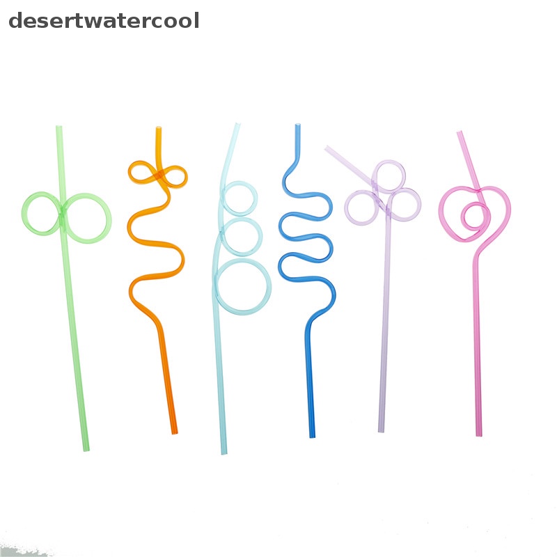 Deid 10Pcs Sedotan Minum Plastik Warna Warni Drinking Straw Sedotan Teh Susu Keriting Gila Martijn