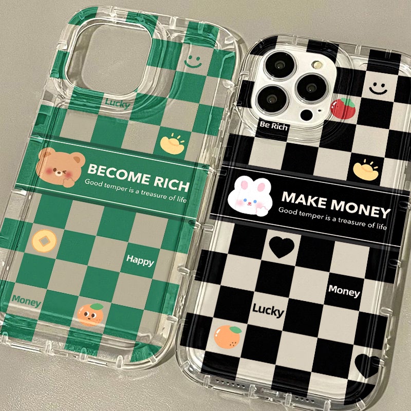 Casing Beruang Kotak-Kotak Lucu Untuk Oppo Realme C20A C21 C21Y C11 C3 C1 C20 C25 C25S C25Y C12 C15 10 9i 8i 8Pro 6i PH 5i 5s 9i U1 Reno 8 7 Lite Narzo 30 20 30A Airbag Shockproof Cover