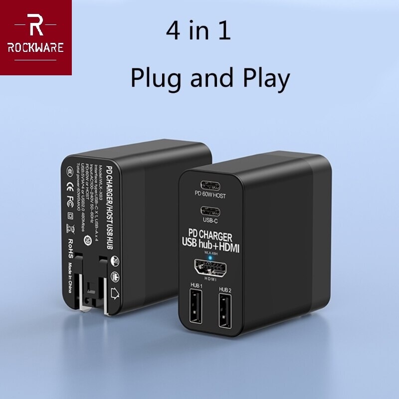 ROCKWARE WLX-X8H - Portable Travel Charger PD Charging with HDMI