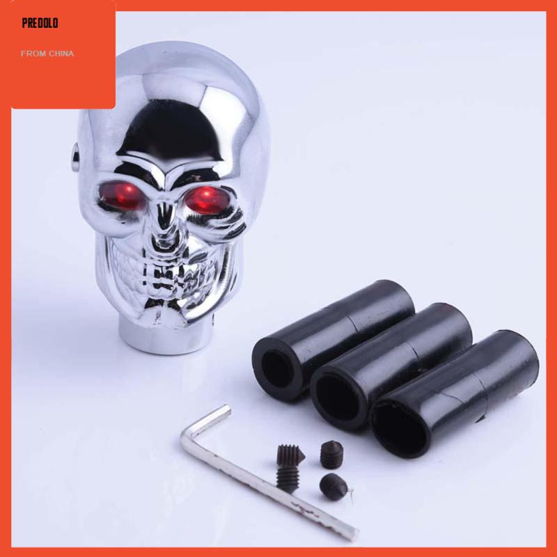 [Predolo] Chrome Skull Universal Mobil Merah LED Manual Gear Stick Knob Tuas