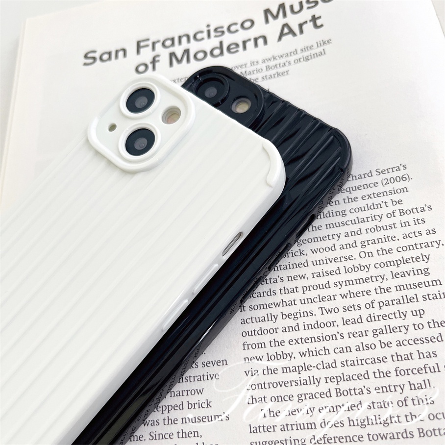 Compatible For IPhone 14 13 12 11 Pro Max X XR Xs Max 8 7 Plus SE 2020 Kompatibel Untuk Bergaris Simple Minimalis Warna Solid Hitam Putih Casing Ponsel TPU Lembut Shockproof Cover Pelindung