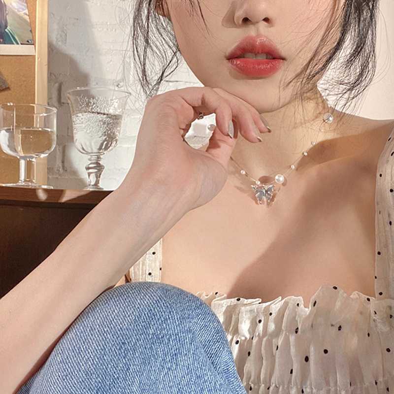 Kalung Kupu-Kupu Mutiara Fashion Alloy Untuk Wanita