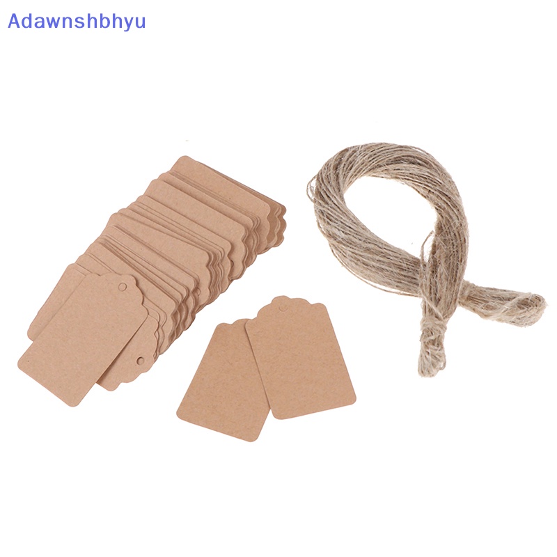 Adhyu 100Pcs Label Harga Perhiasan Kraft Kosong String Price Tag With String 20m ID