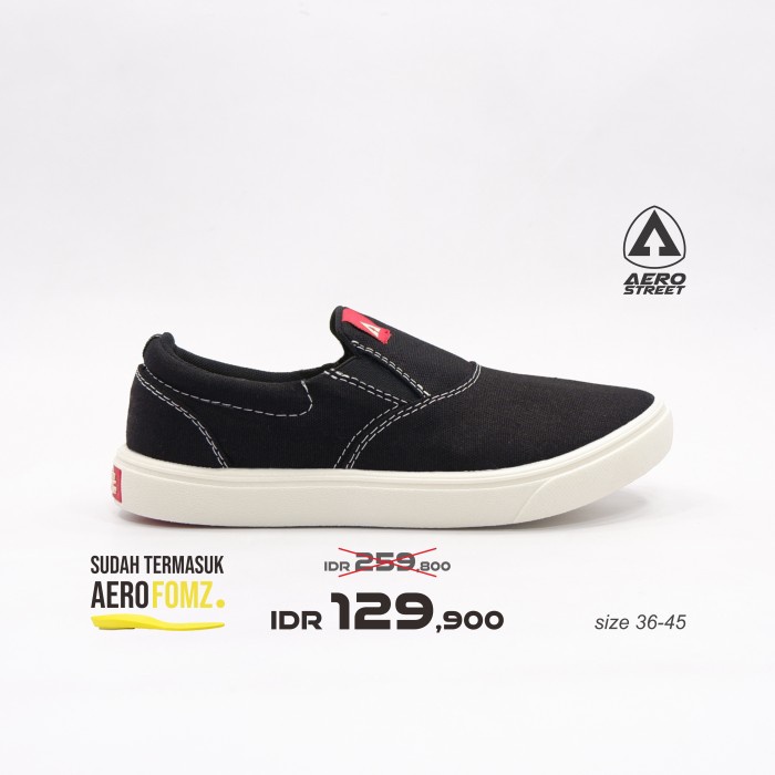 (COD) Aerostreet 36-45 Comfy Hitam - Sepatu Slip On Slop Pria Wanita 21GG24 - 37