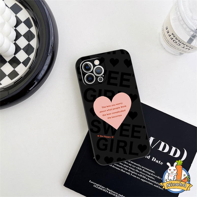 IPHONE Casing Kompatibel Untuk Iphone14 13 12 11 Pro Max X Xr Xs Max8 7 6 6s Plus SE 2020 Pasangan Hati Cinta Inggris Phone Case Warna Solid Silikon Tepi Lurus Shockproof Soft Cover