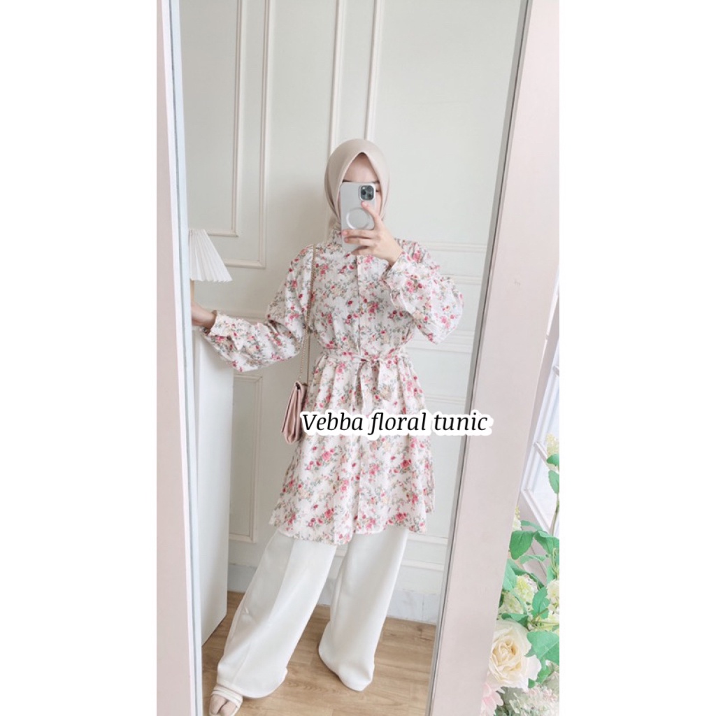 BEFAST - ZFS TUNIK RIZKA / VEBBA SHAKILA FLORAL TUNIC / Outfit Daily Wanita Hijab Style / Pakaian Casual Wanita Kerja / Tunik Motif Flower Keluaran Terbaru / Fashion kekinian Remaja ABG Trendy / Terlaris