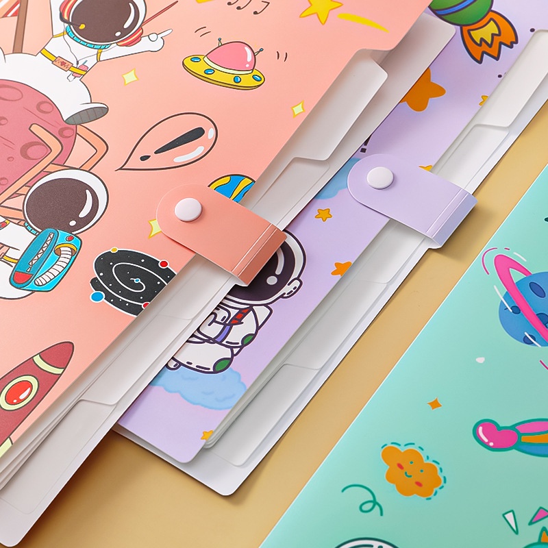 Tas Dokumen File Folder Arsip Kartun Astronot A6 Grid Untuk Perlengkapan Alat Tulis Kantor Sekolah Siswa
