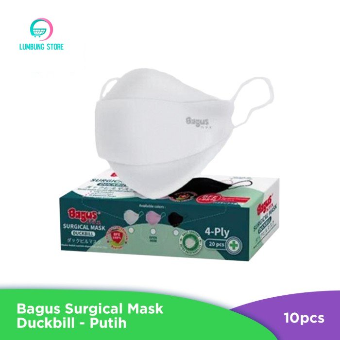 Bagus Surgical Masker Duckbill Putih - 10 pcs