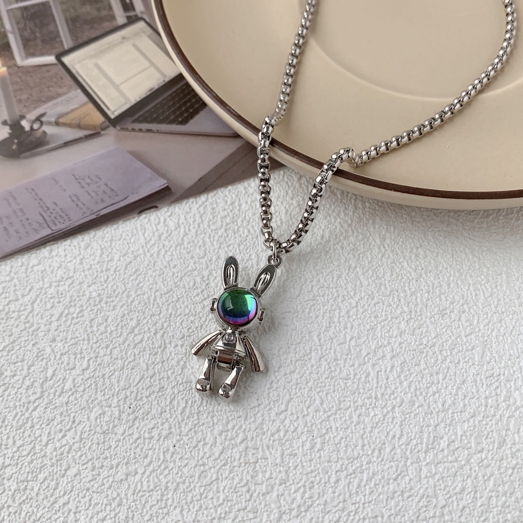 Cool~outer Air Mechanical Rabbit Necklace Female ins Hip Hop Gaya Keren Punk Necklace Kalung Pria