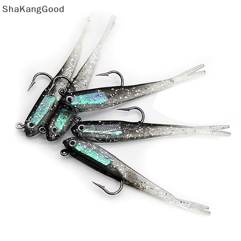 Skid Soft Lure Shad Tail 75mm Dengan Pengait Ikan Buatan Silikon Lembut Ikan Garpu Ekor Umpan Lele Untuk Memancing Tackle SKK