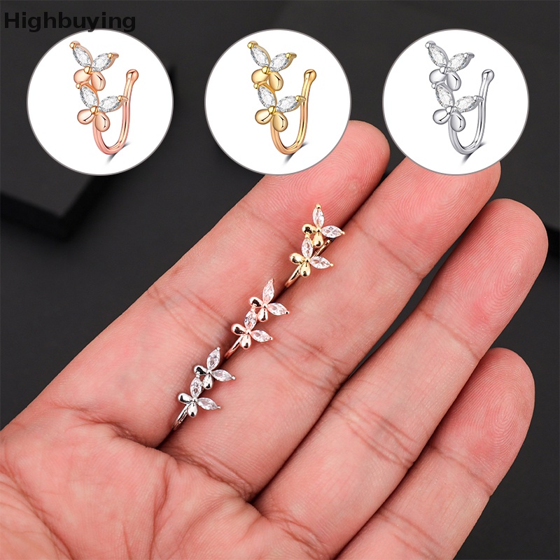 Hbid butterfly Non Piercing Tanpa Lubang Cincin Hidung Clip On Nose Hoop Ring Fake Glory