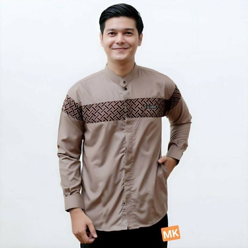 Baju Kemeja Koko Kurta Pakistan Motif Bata Bahan Katun Import