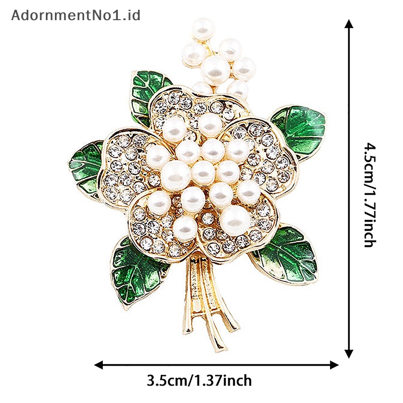 [AdornmentNo1] Fashion Trendi Enamel Daun Hijau Bros Kreatif Berlian Imitasi Mutiara Bunga Korsase Perhiasan Berkualitas Tinggi Untuk Wanita Syal Gesper [ID]