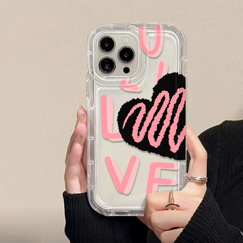 IPHONE Cinta Soft Case Kompatibel Untuk Iphone14 13 11 12 Pro XS Max X Xr7 +8 Plus Casing Ponsel Transparan TPU Silikon Shockproof Cover