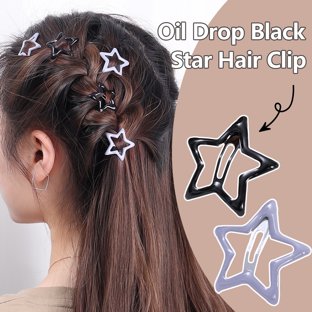 Populer Y2K Gaya Wanita Jepit Rambut/Gadis Panas Vintage Pentagram Bintang Hip Hop Jepit Rambut/Wanita Sederhana Hair Pin/Perempuan BB Jepit/Aksesoris Rambut Elegan