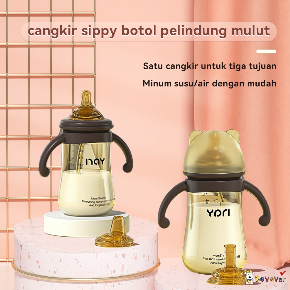 BEVAVAR Botol Susu Bayi 3In1 Botol Minum Anak dengan sedotan 300ml 240ml BPA free