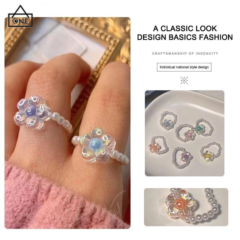 COD❤️Cincin Wanita Mutiara Pasangan Jari Telunjuk Kepribadian Serbaguna Untuk Ring Fashion-A.one