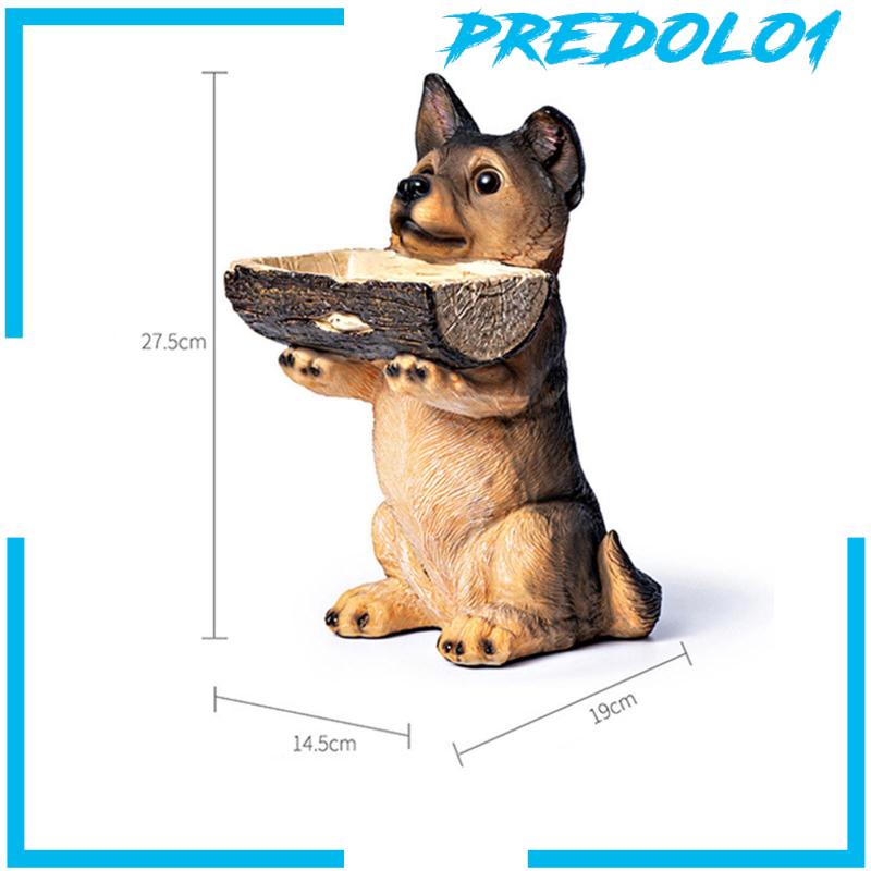 [Predolo1] Patung Anjing Dengan Nampan Puppy Figurine Storage Untuk Kamar Tidur Rak Buku Restoran