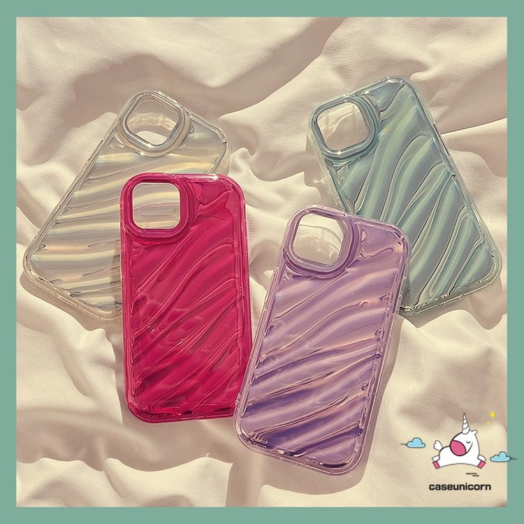 IPHONE Casing Ponsel Kartu Laser Kompatibel Untuk Iphone11 14 13 12 Pro MAX 7Plus XR 6 6S 78 Plus X XS MAX SE 2020 Mewah Simple Mempesona Kreatif 3D Stereo Pola Bergelombang Soft Cover