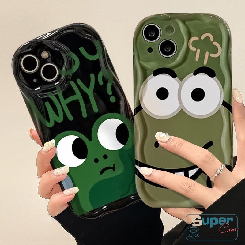 Untuk Vivo Y21 Y30 Y35 Y11 Y12 Y20 Y15s Y02 Y15 Y21s Y20s Y20i Y12s Y16 Y17 Y12i Y50 Y33s Y21A Y31 Y91 Y95 Y15A Y22s Y91C Y51 3D Wavy Curved Edge Lucu Ekspresi Kodok Soft Case