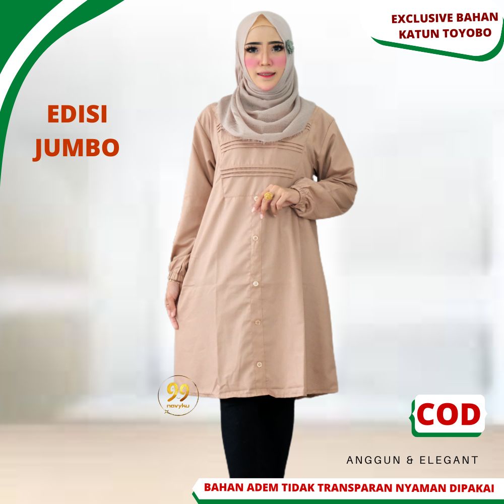 Baju Atasan Tunik Wanita JUMBO Ld 120 130 Bahan Katun toyobo Premium Adem Dewasa Terbaru Kekinian C4