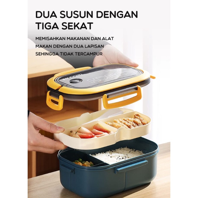 Kotak Makan 2 Layer 6 Grid Lunch Box BONBOX Ganggang Tenteng Kota Bekal Anak BTW21203