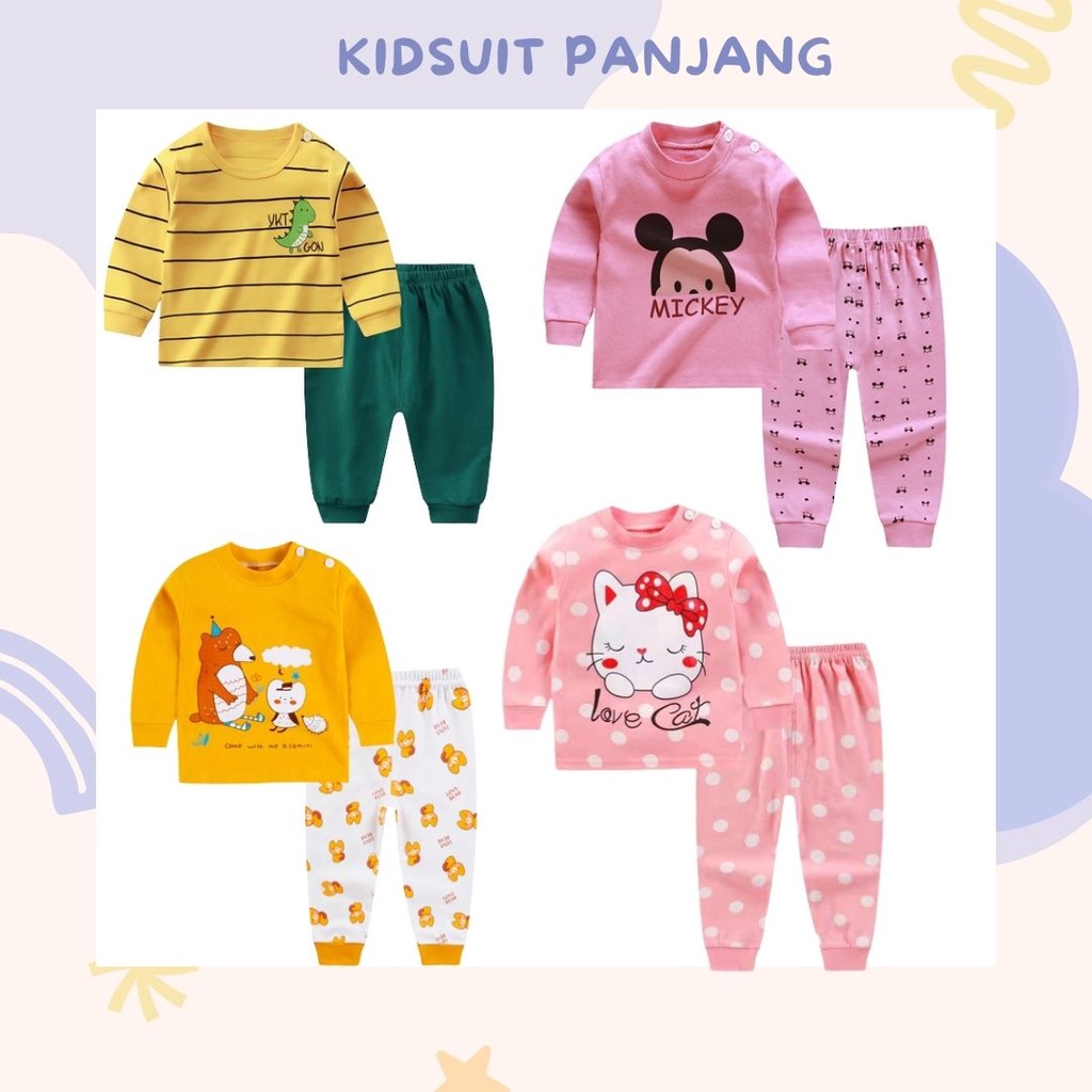 HappyOliver KIDS SUIT PANJANG Setelan Anak Bahan Kaos Lengan + Celana Berkualitas Import cewek cowok NEW1