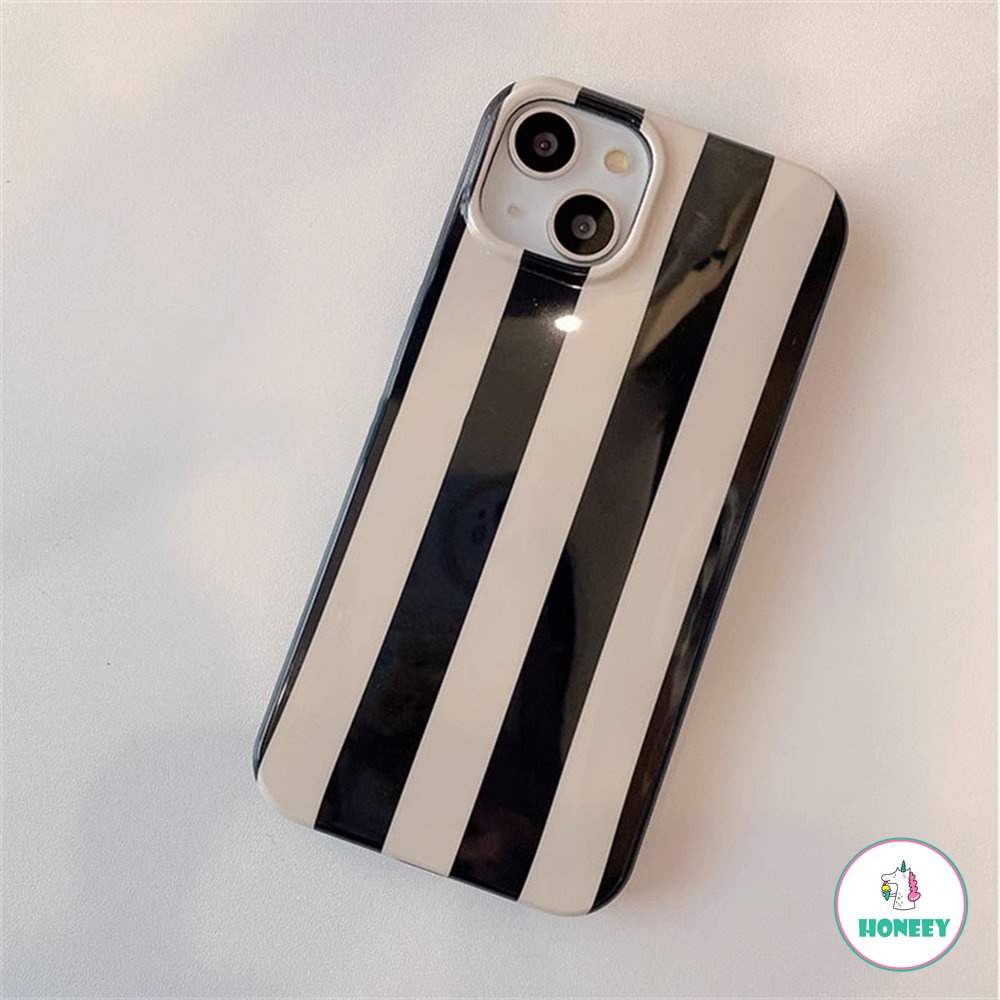 Casing Ponsel Garis Hitam Sederhana Kompatibel Untuk Apple14 Case iPhone 11 Pro Max13 14 12 Pro Max Untuk iPhone XR 87 Plus Penutup Belakang Tahan Guncangan