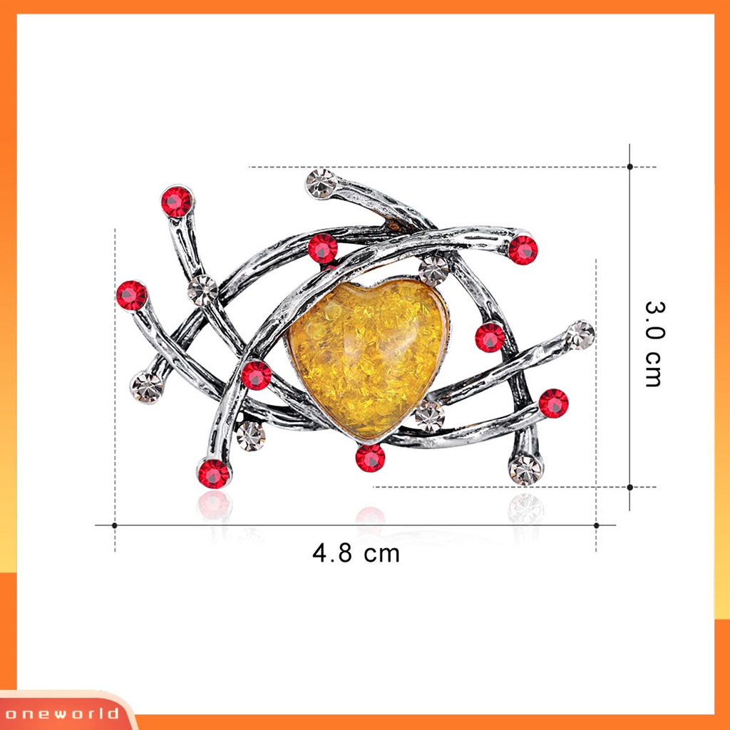 [ONE] Fashion Sederhana Tas Pakaian Jantung Kuning Berlian Imitasi Bros Pin Perhiasan Aksesori